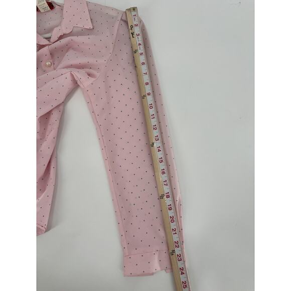 Spare Parts Vintage Blouse Womens Medium Pink Polka Dot Sheer Button Up Casual - Picture 16 of 16